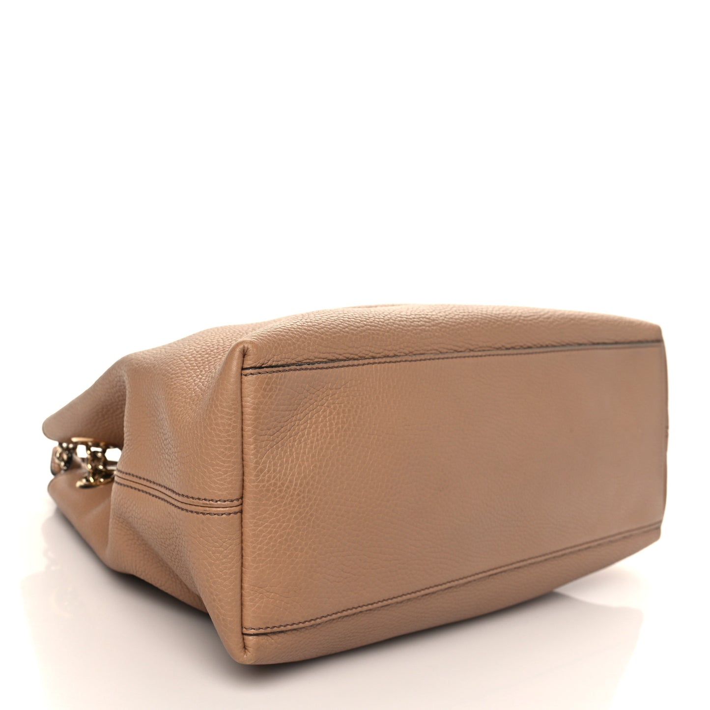 Pebbled Calfskin Medium Soho Chain Shoulder Bag Camelia