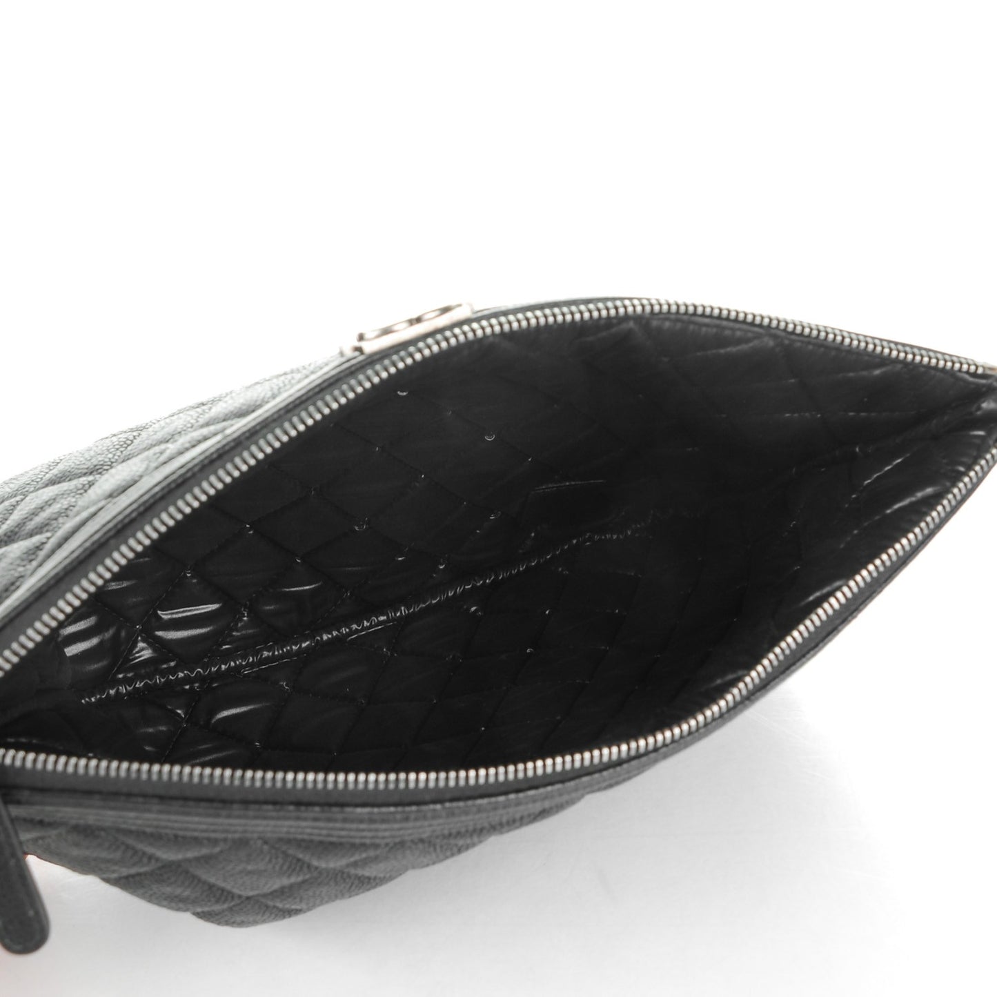 Caviar Quilted Medium Boy Cosmetic Case Black
