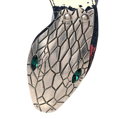Gucci Snakeskin Waved Web Belt 85 34 Red White Blue 4 of 7