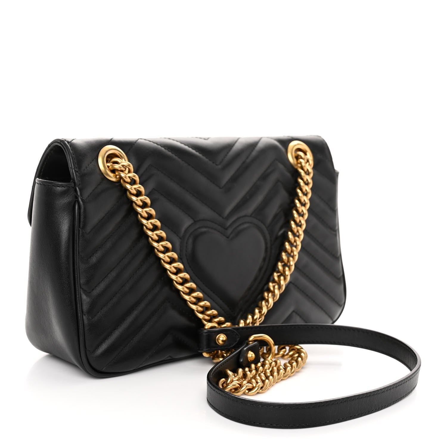 Gucci Calfskin Matelasse Small GG Marmont Shoulder Bag Black 3 of 11