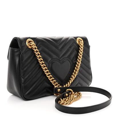 Gucci Calfskin Matelasse Small GG Marmont Shoulder Bag Black 3 of 11