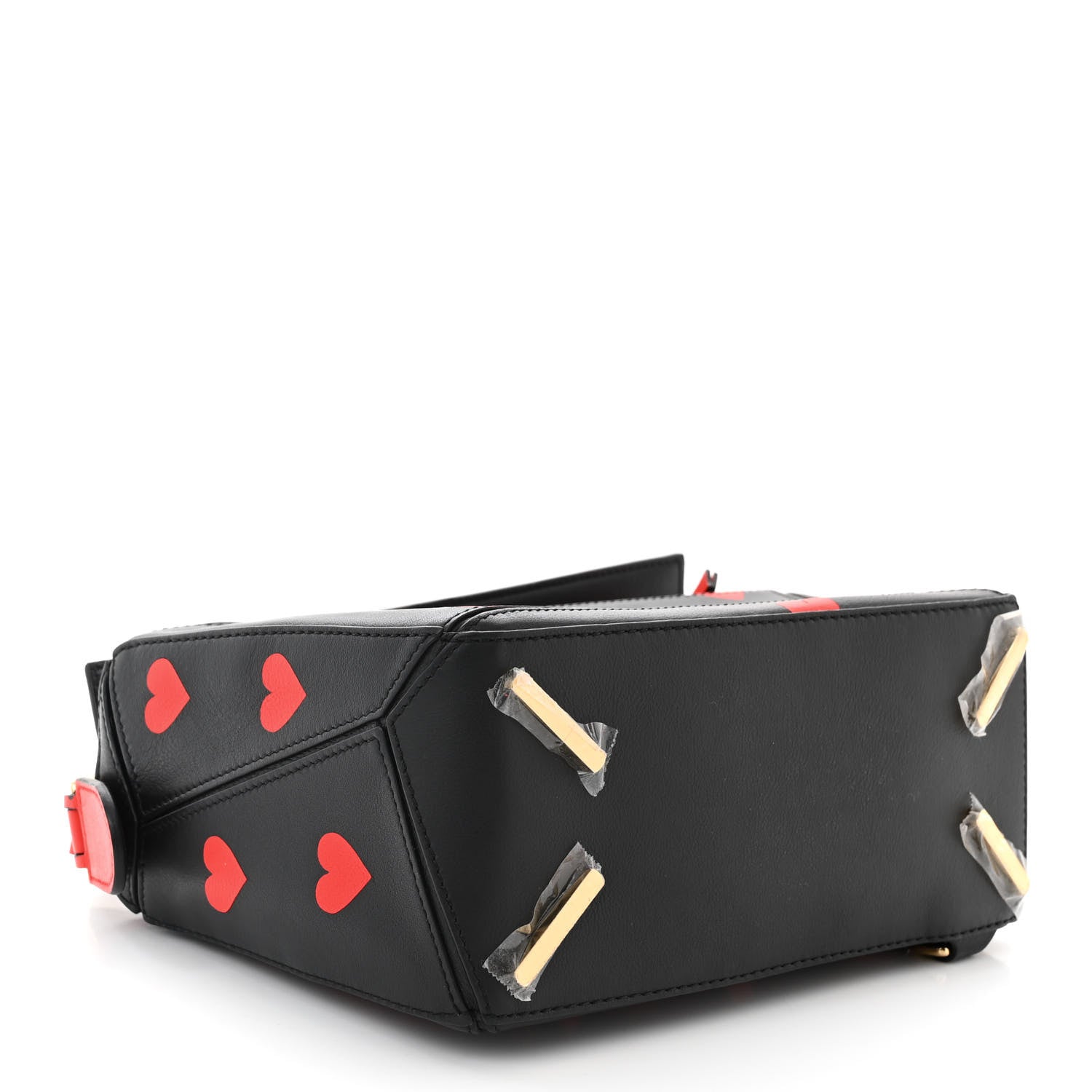 Loewe Calfskin Heart Print Small Puzzle Bag Black Red 1541620