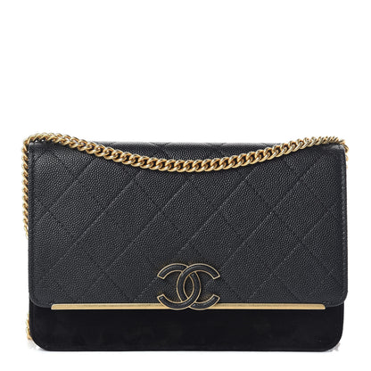 Chanel Caviar Suede Stitched Lady Coco Wallet On Chain WOC Black 1 of 15