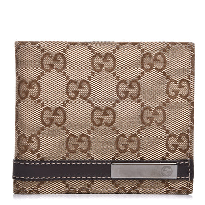 Gucci Monogram Metal Bar Bi-Fold Wallet Brown 1 of 7
