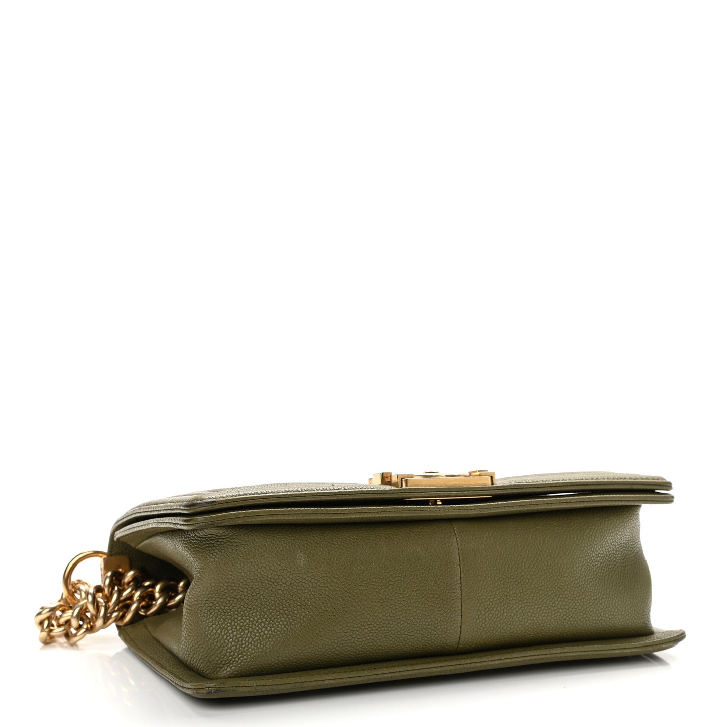 Caviar Quilted Medium Boy Flap Green