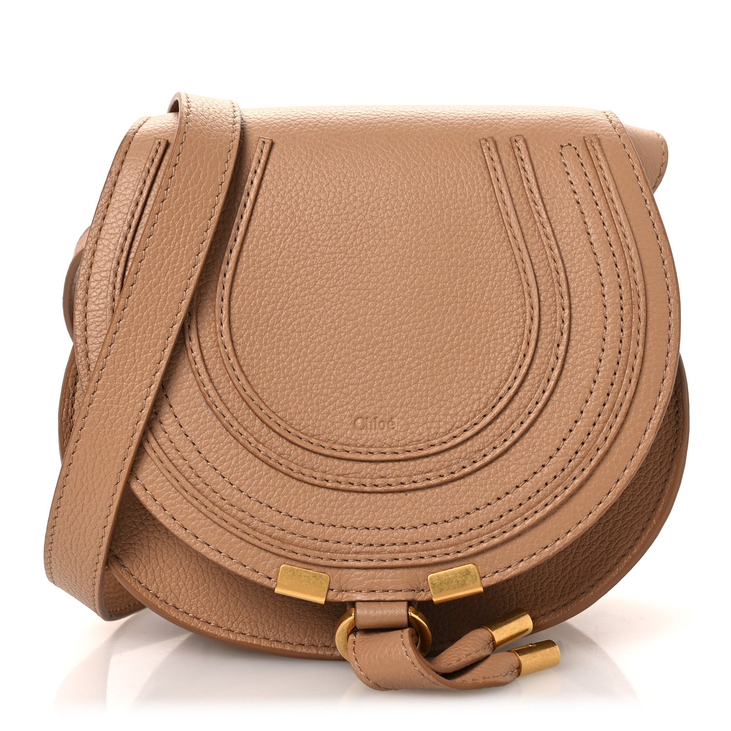 Chloe Grained Calfskin Small Marcie Saddle Bag Light Tan 1 of 10