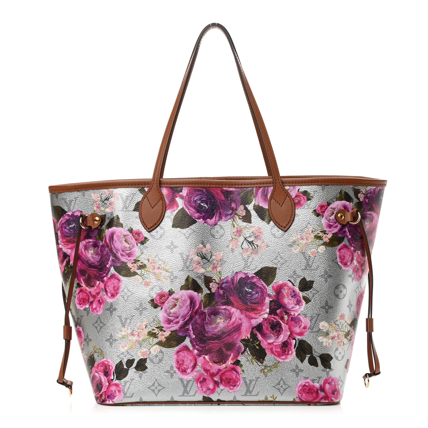 Metallic Monogram LV Garden Neverfull MM Silver