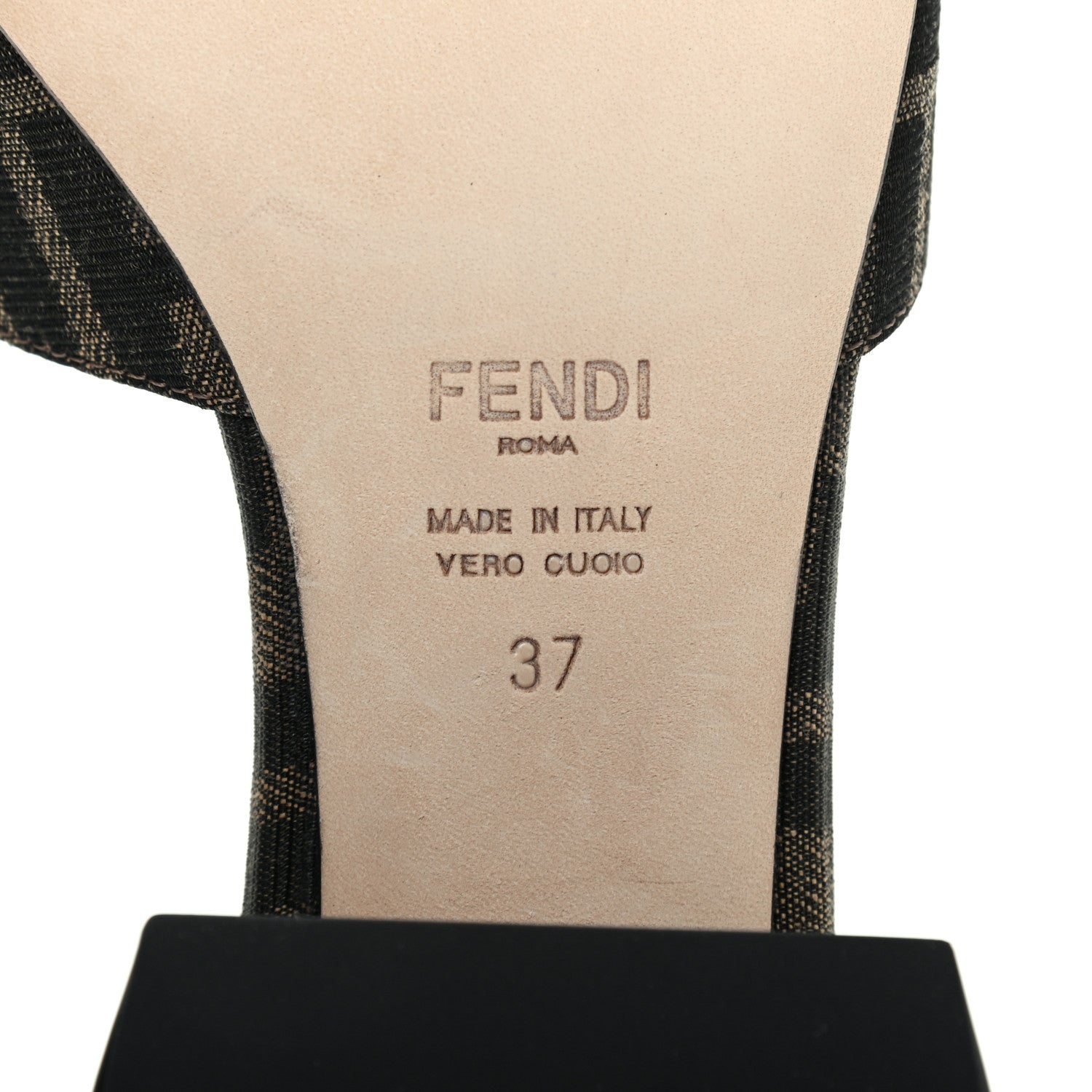 Fendi Jacquard Calfskin FF Crocodile Embossed Promenade Slide Sandals 37 Tobacco Moro Black 6 of 10