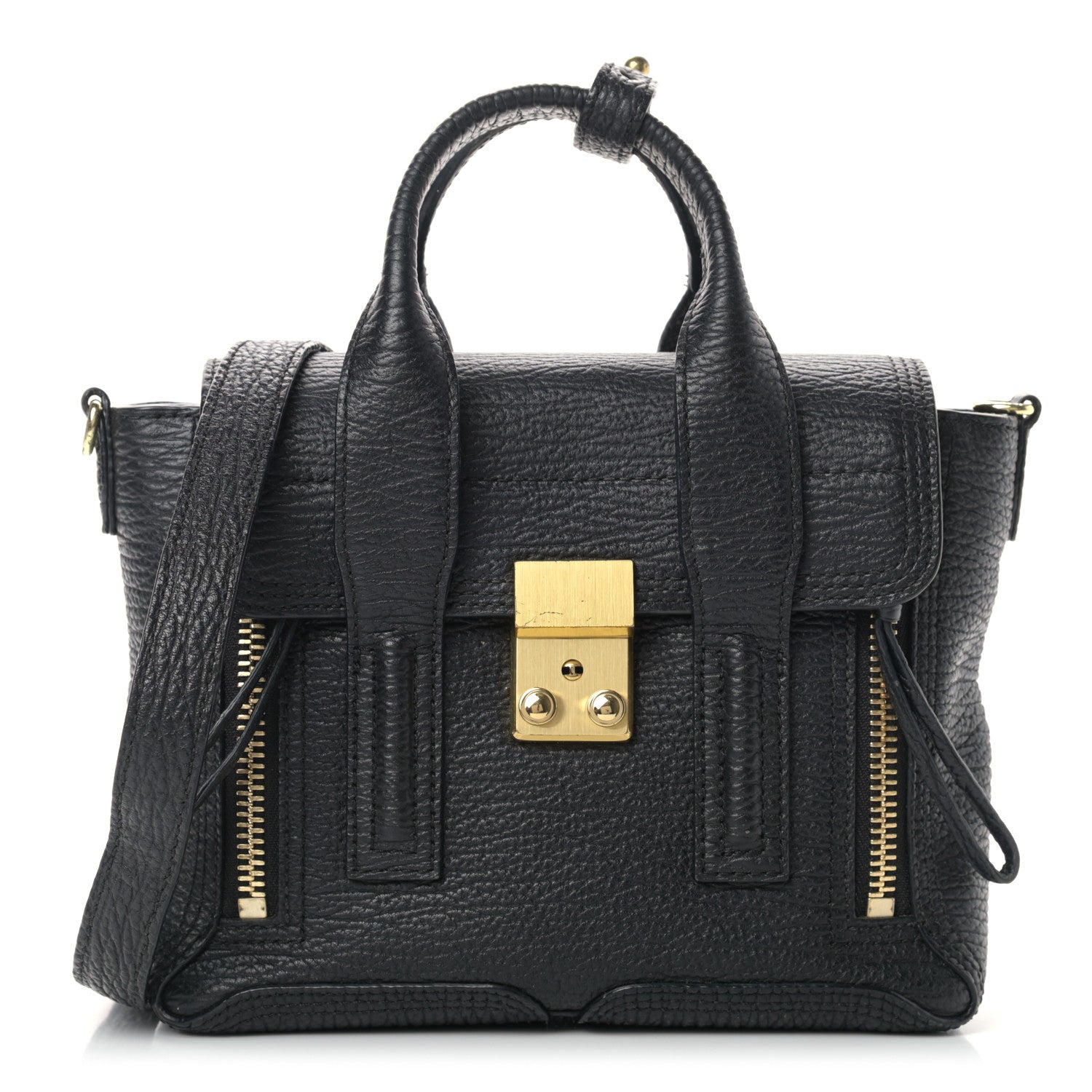 3.1 Phillip Lim Textured Calfskin Mini Pashli Satchel Black 1 of 10