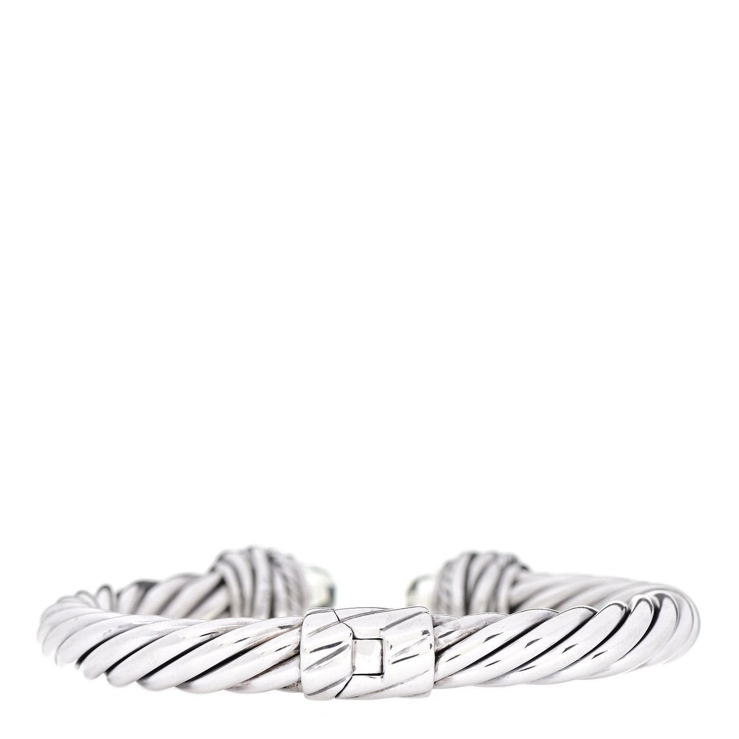 Sterling Silver Diamond Prasiolite 8.5mm Crossover Hinge Bracelet