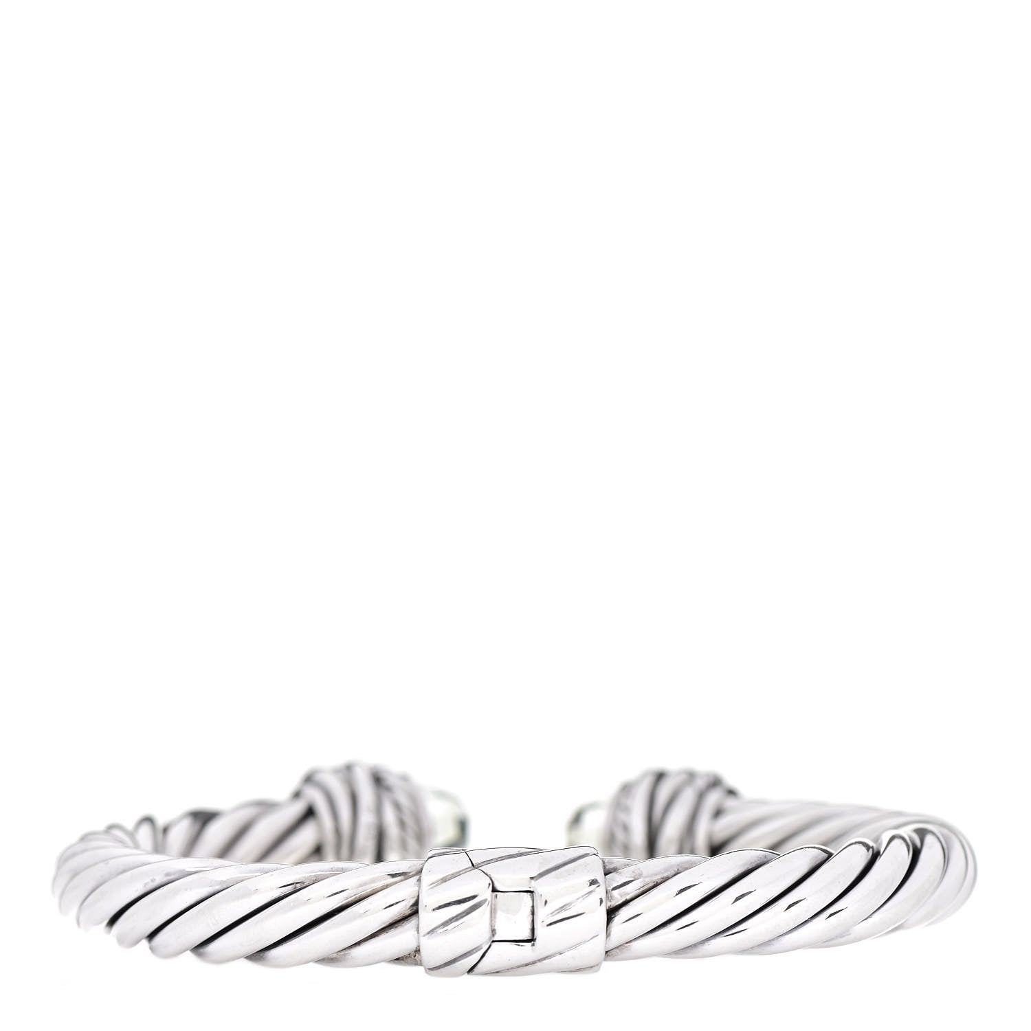 David Yurman Sterling Silver Diamond Prasiolite 8.5mm Crossover Hinge Bracelet 2 of 3