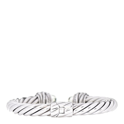 David Yurman Sterling Silver Diamond Prasiolite 8.5mm Crossover Hinge Bracelet 2 of 3