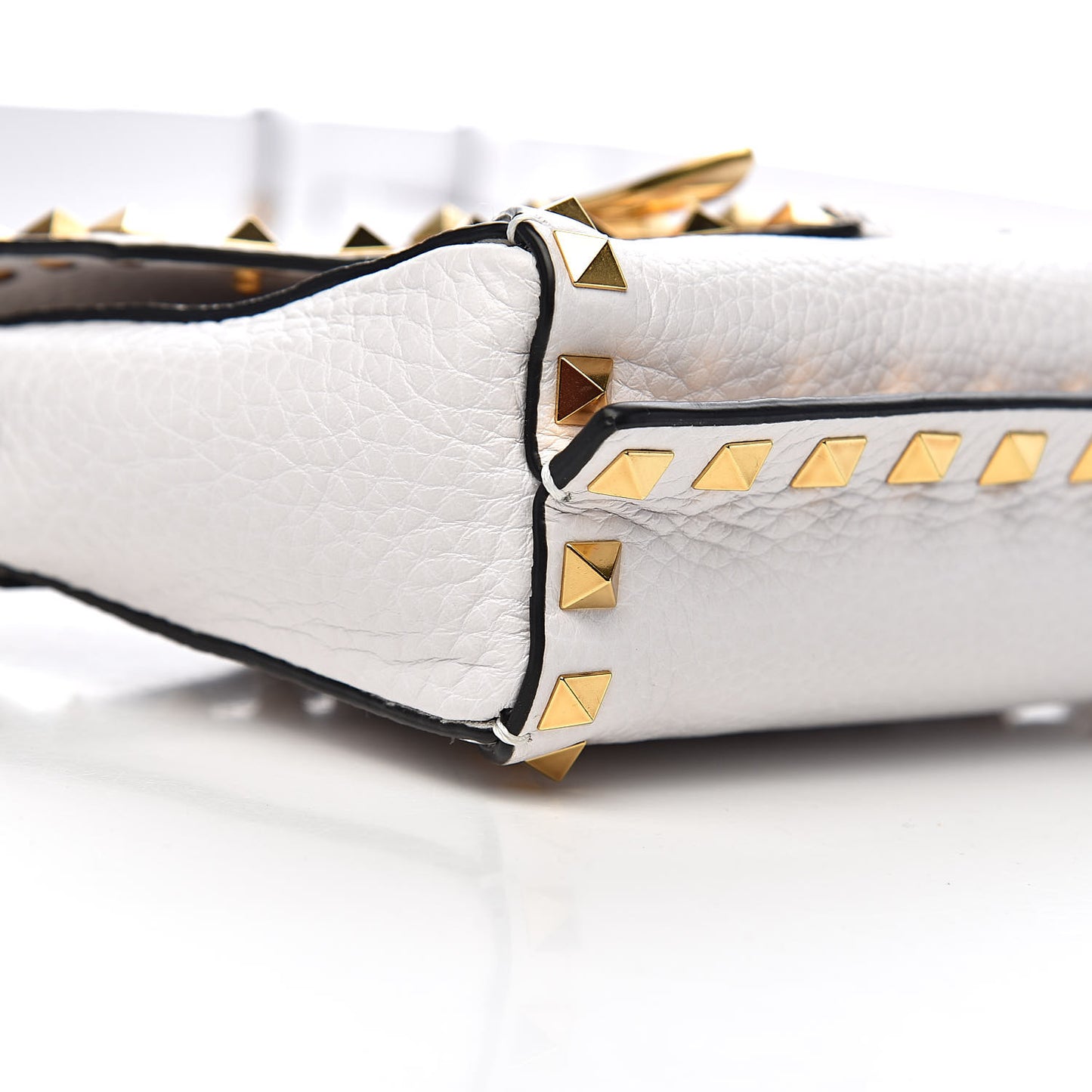 Grainy Calfskin Small Rockstud Hype Shoulder Bag White