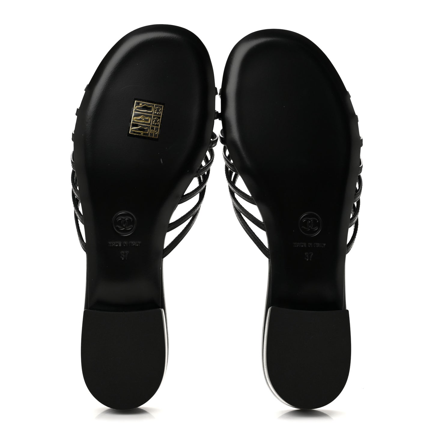 Goatskin Caged CC Slide Sandals 37 Black