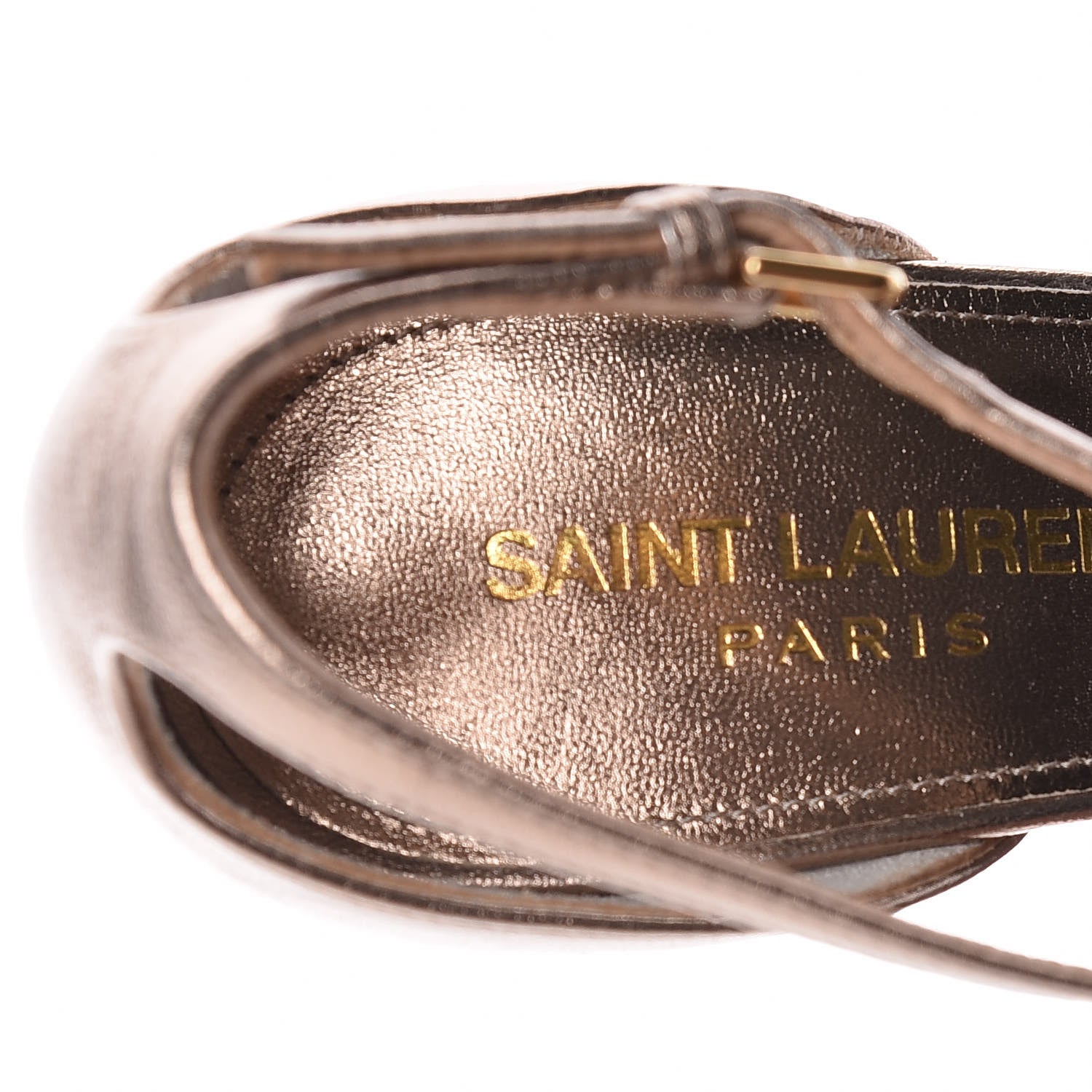 Saint Laurent Metallic Lambskin Amber Ankle Strap Sandals 36.5 Rose Gold 9 of 15