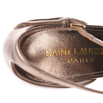 Saint Laurent Metallic Lambskin Amber Ankle Strap Sandals 36.5 Rose Gold 9 of 15