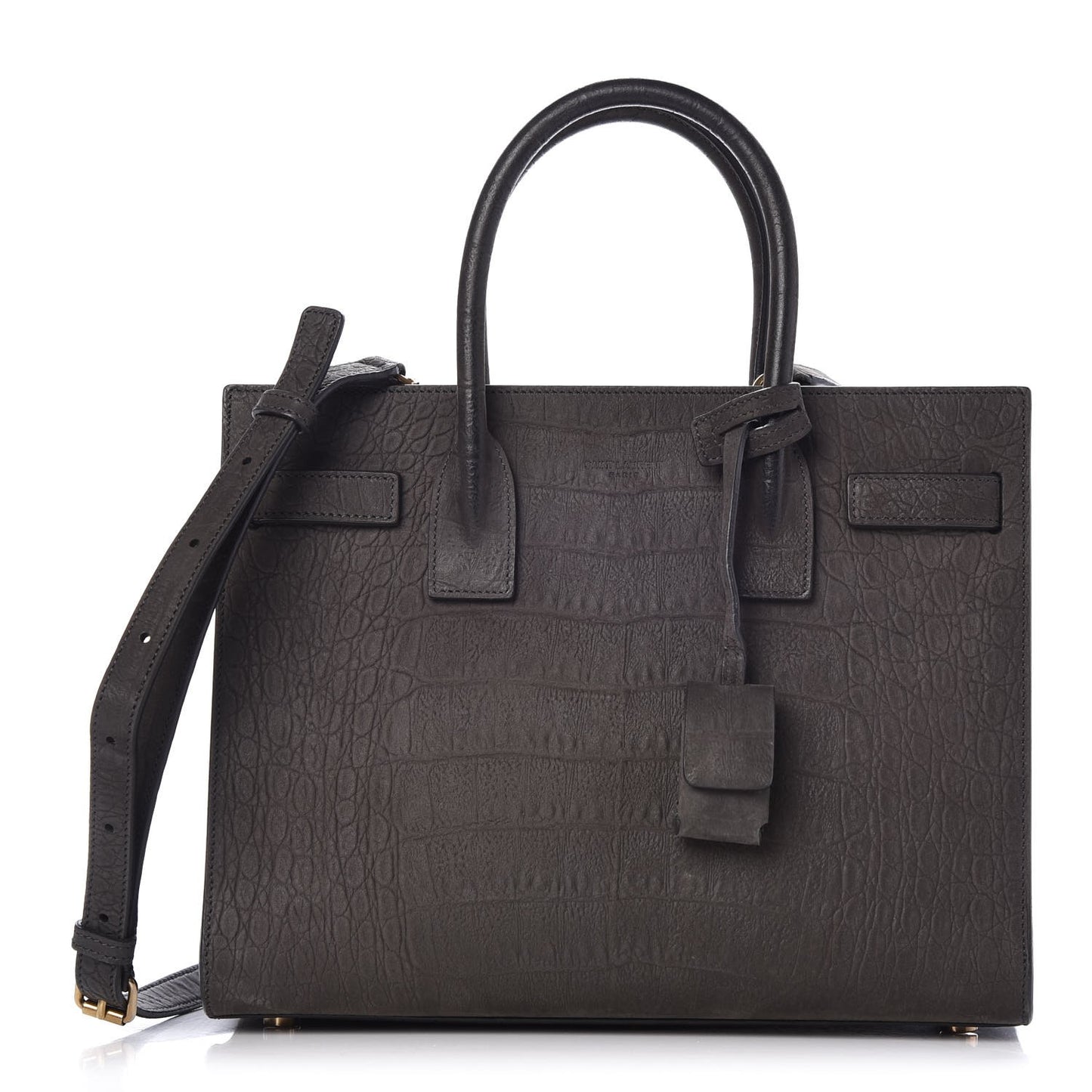 Crocodile Embossed Nubuck Baby Sac De Jour Dark Anthracite