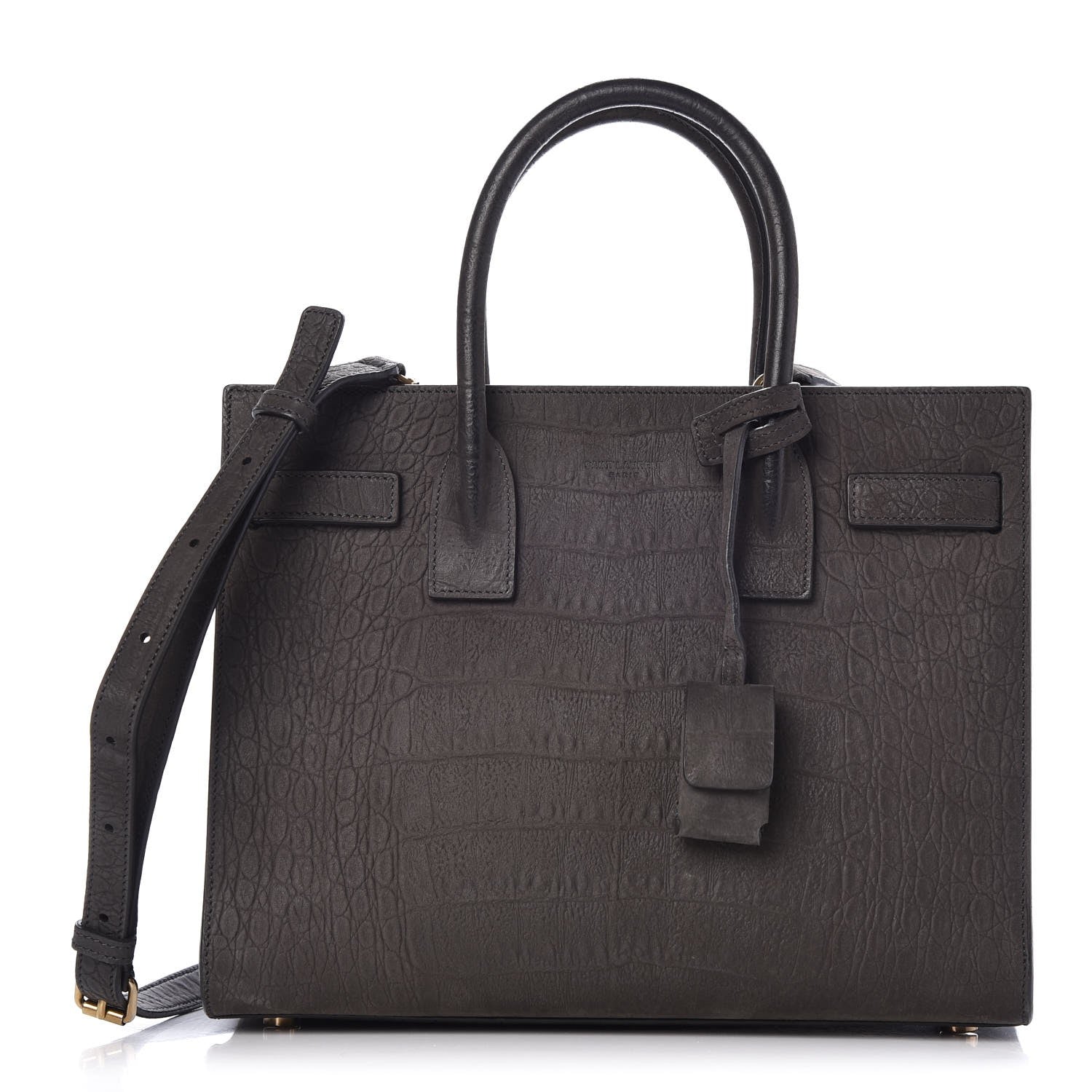 Saint Laurent Crocodile Embossed Nubuck Baby Sac De Jour Dark Anthracite 1 of 7