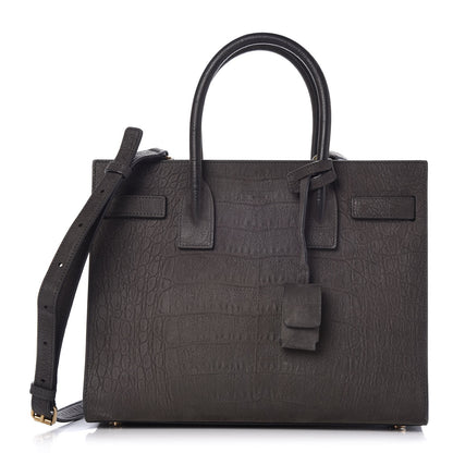 Saint Laurent Crocodile Embossed Nubuck Baby Sac De Jour Dark Anthracite 1 of 7