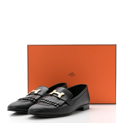 Hermes Goatskin Womens Royal Loafers 38 Black 9 of 9