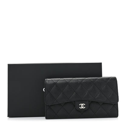 Chanel Caviar Quilted Large Gusset Flap Wallet Black 16 of 16