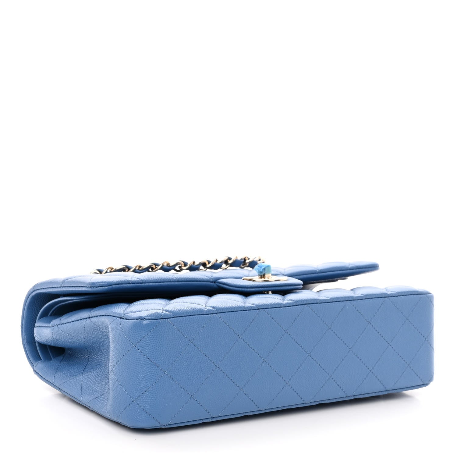 Chanel Caviar Quilted Medium Double Flap Blue 4 of 8