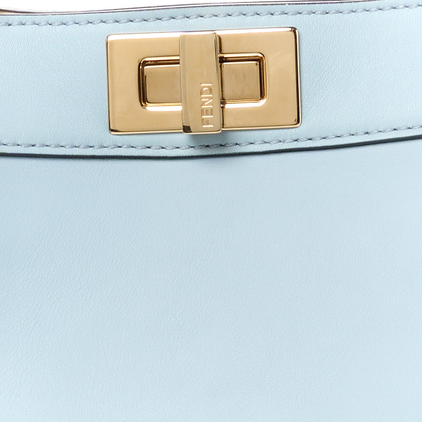 Vitello Seta Shiny Nappa Small Peekaboo I SEE U Satchel Azzurro Baby Camelia