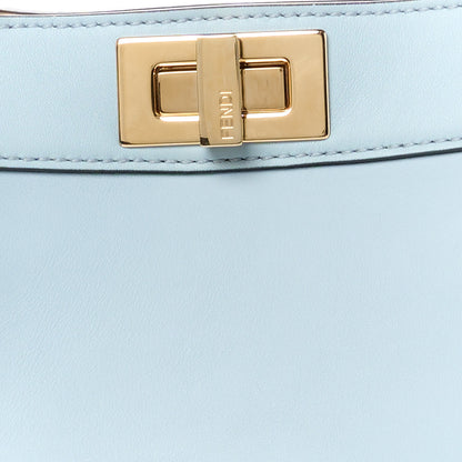 Fendi Vitello Seta Shiny Nappa Small Peekaboo I SEE U Satchel Azzurro Baby Camelia 9 of 11
