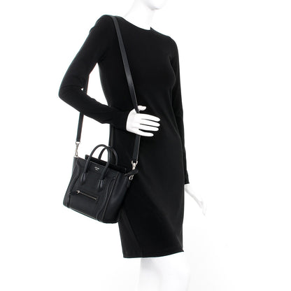 Celine Drummed Calfskin Nano Luggage Black 2 of 9