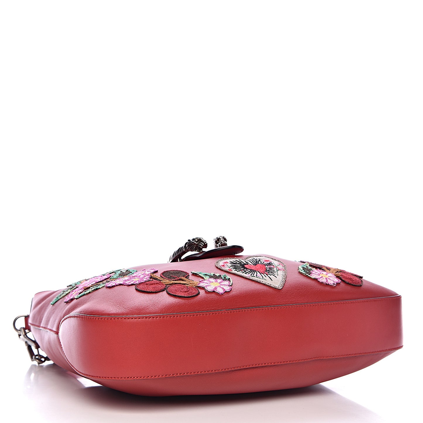Calfskin Web Embroidered Medium Dionysus Hobo Hibiscus Red