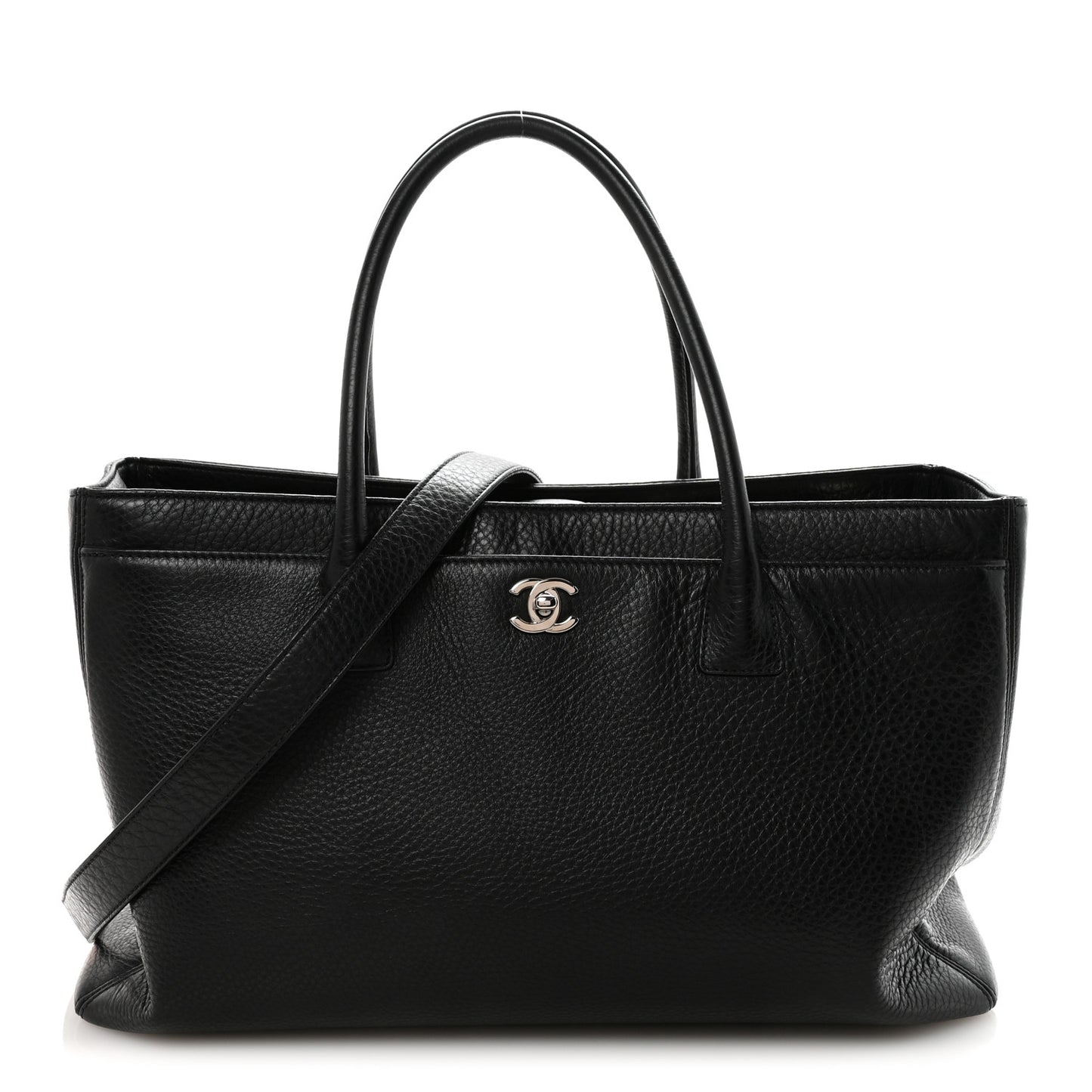 Calfskin Cerf Executive Shopper Tote Black