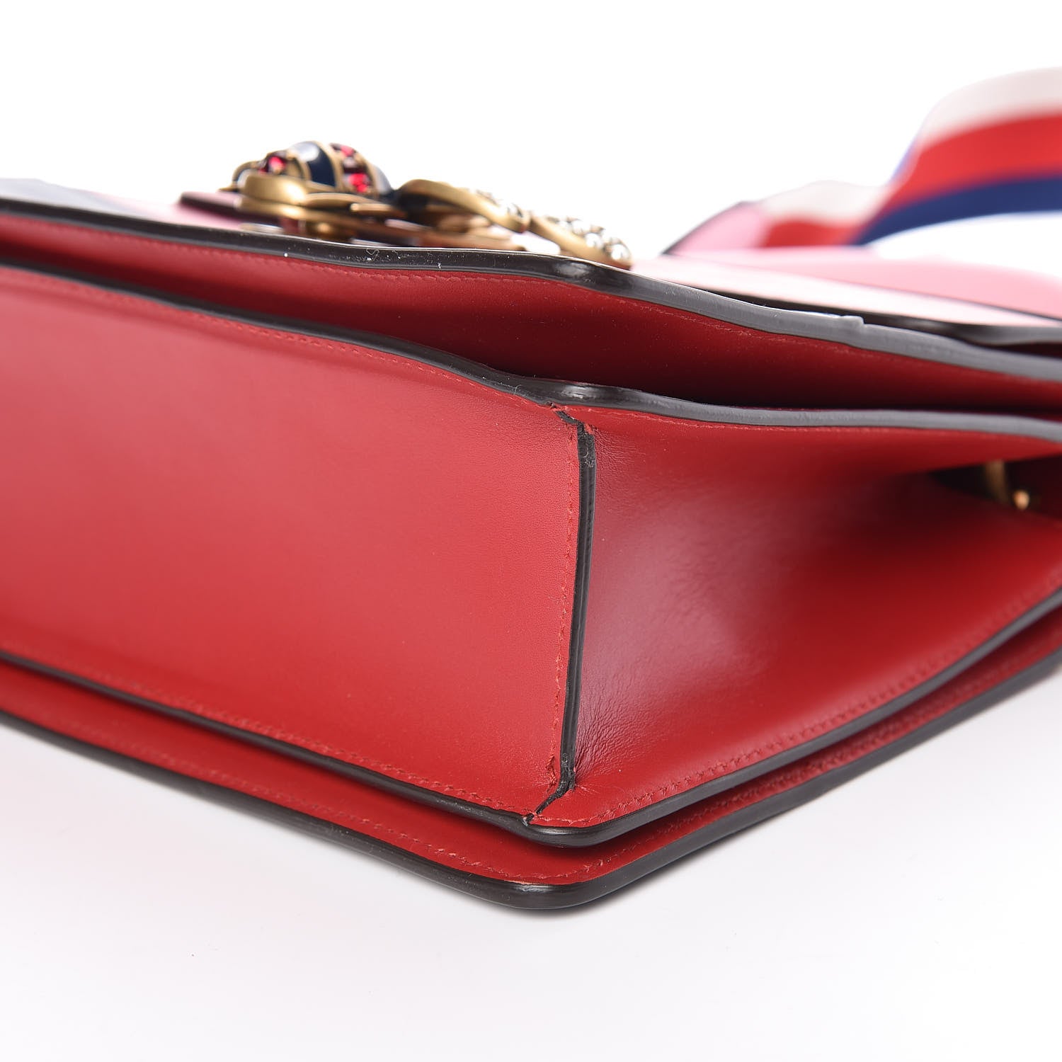Gucci Calfskin Sylvie Web Small Queen Margaret Top Handle Bag Blue Agata Hibiscus Red Mystic White Sugar Pink 6 of 10