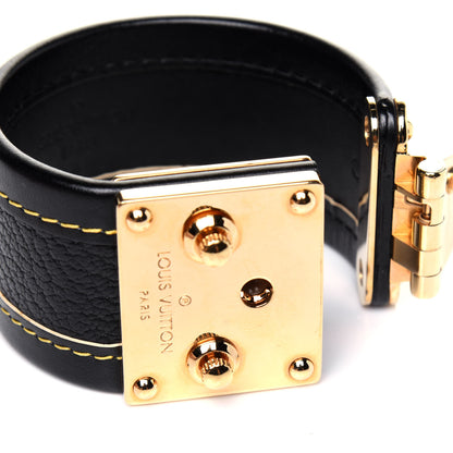 Louis Vuitton Chevre Suhali Lock Bracelet Black 5 of 8