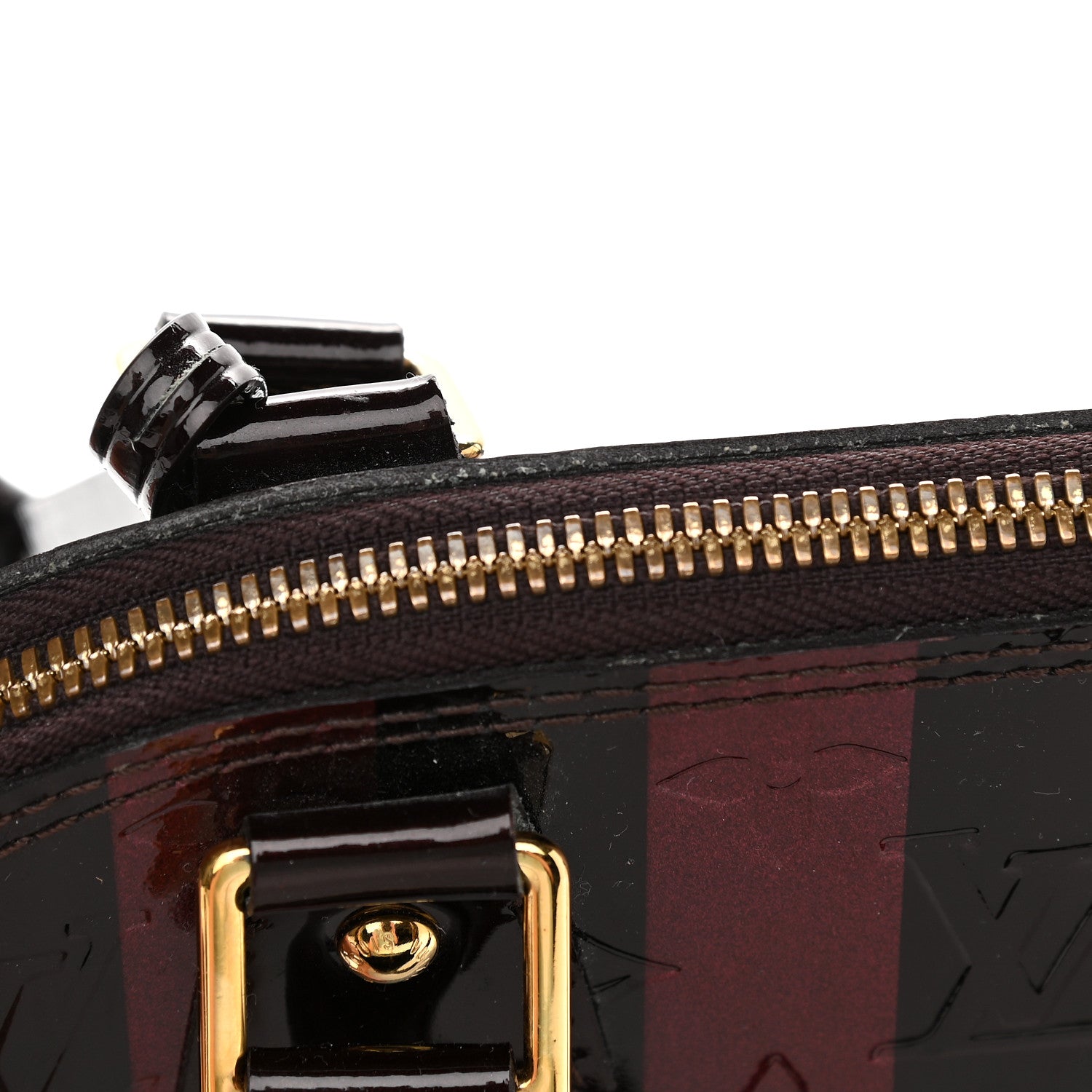 Louis Vuitton Vernis Rayures Alma BB Amarante 9 of 9
