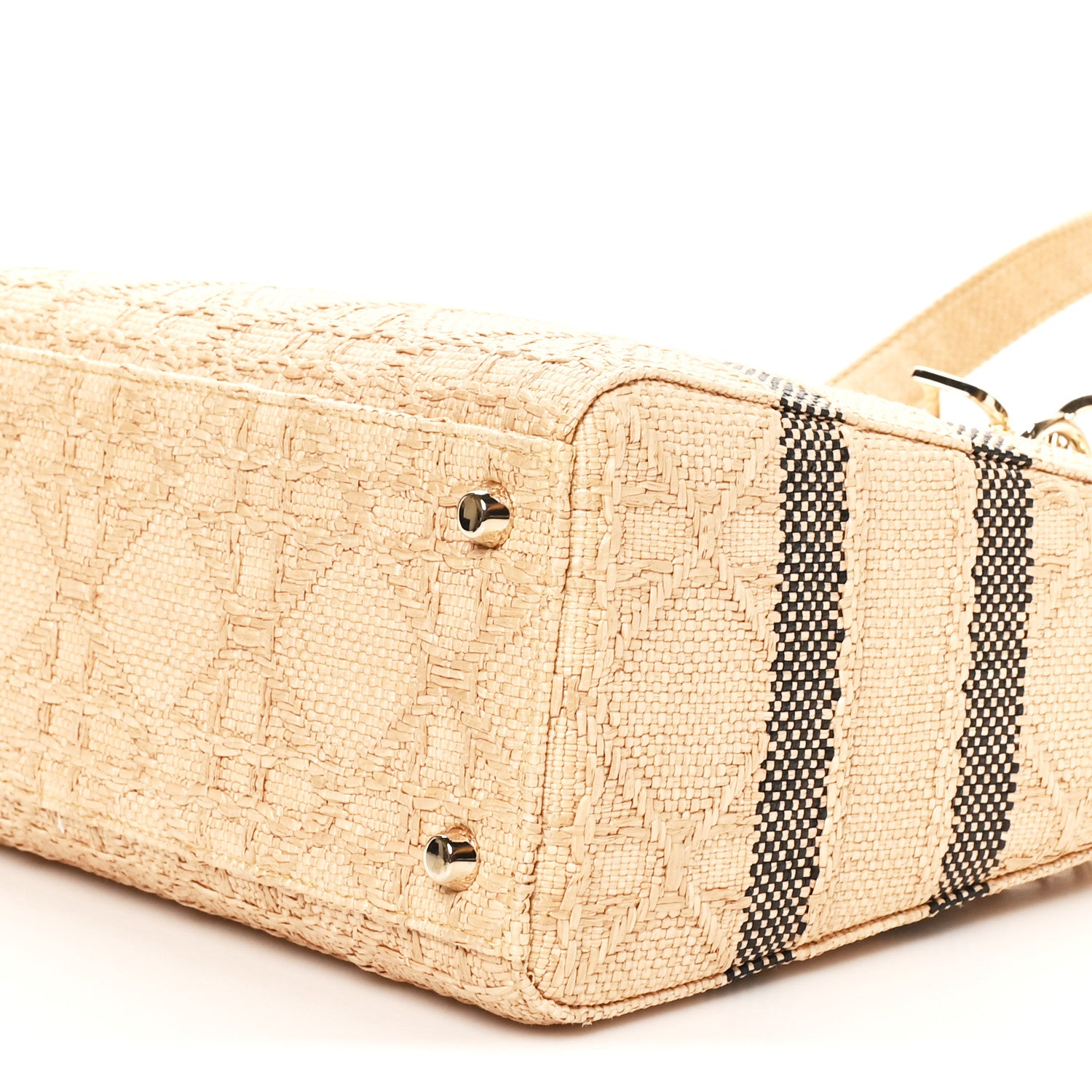 Christian Dior Raffia Woven Cannage Embroidered Medium Lady D-Lite Natural Black 9 of 9