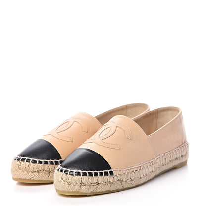 Chanel Lambskin CC Espadrilles 36 Beige Black 3 of 12