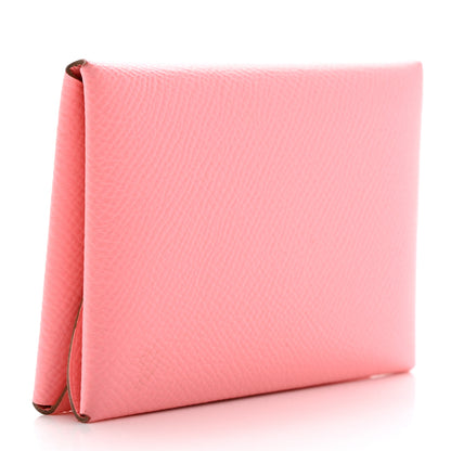 Hermes Epsom Calvi Duo Card Case Rose Confetti 3 of 10
