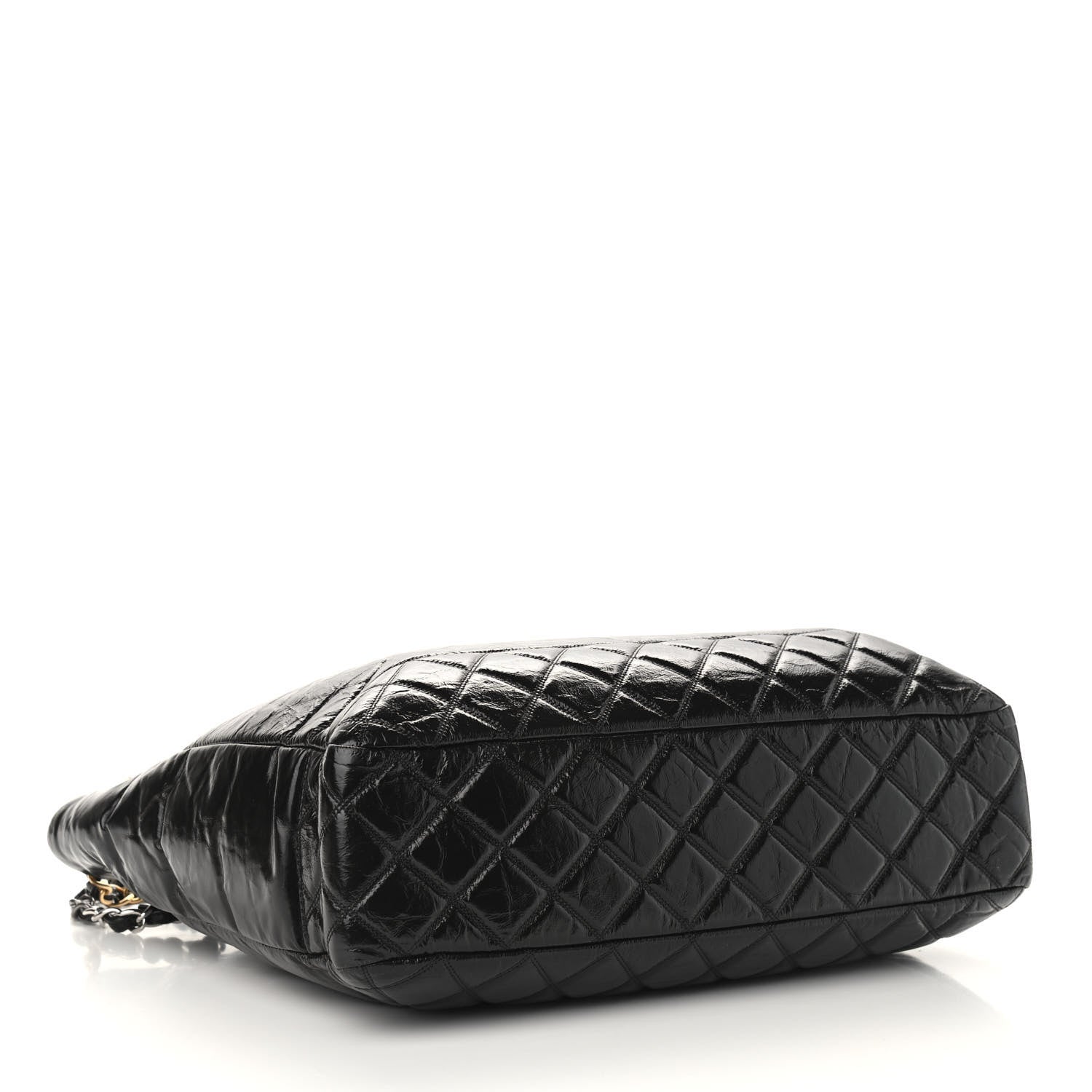 Chanel Shiny Aged Calfskin Quilted Large Shopping Bag Black 4 of 10
