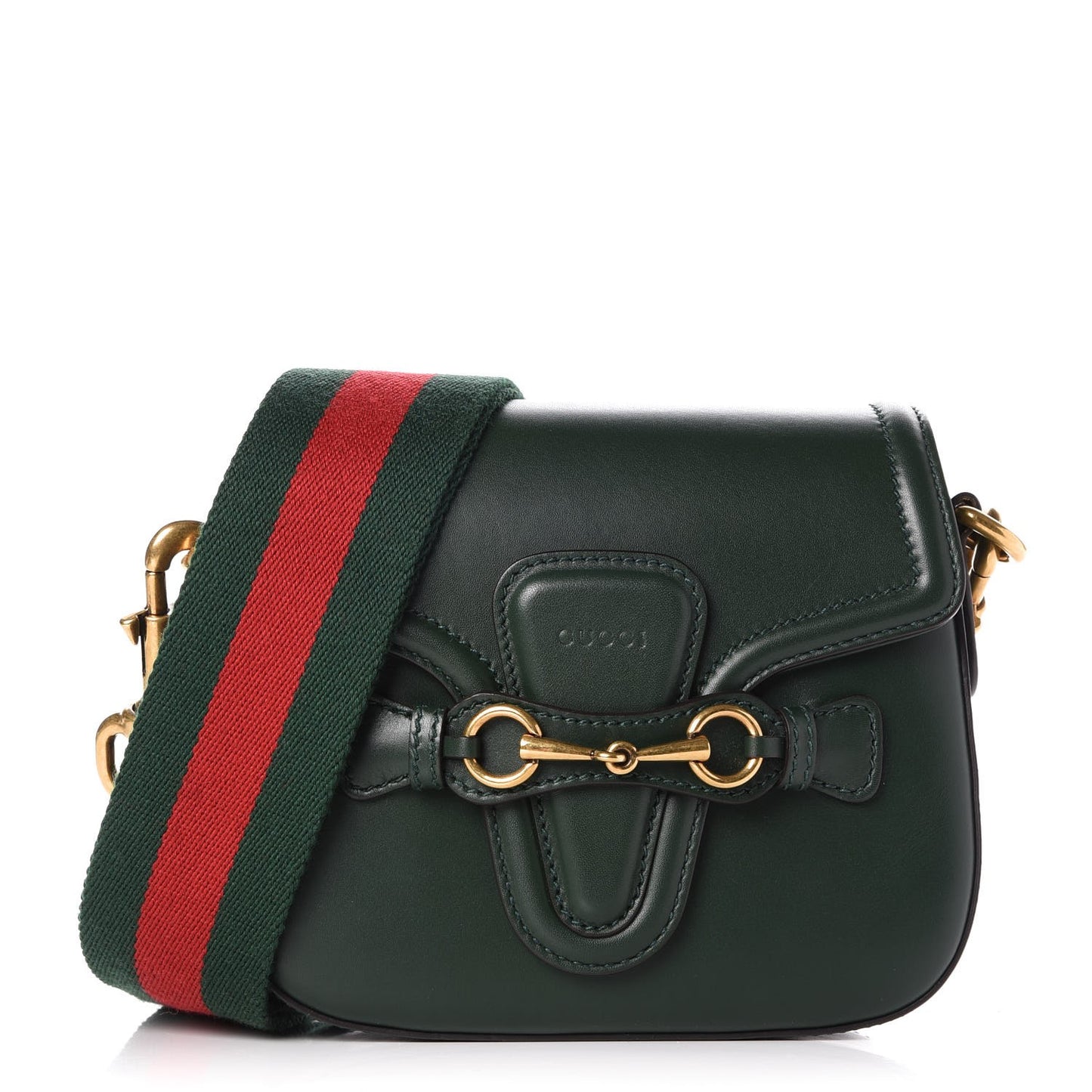 Calfskin Small Lady Web Shoulder Bag Green