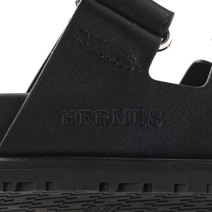 Hermes Calfskin Womens Chypre Sandals 39 Black 6 of 10
