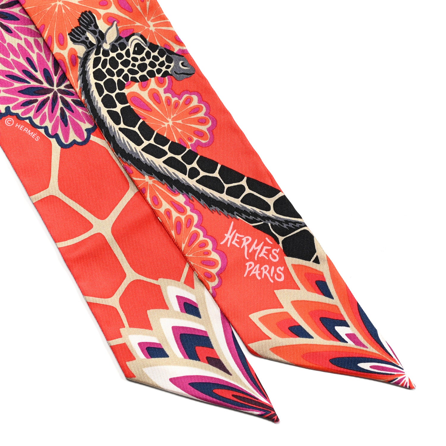 Hermes Silk The Three Graces Twilly Vermillon Fuchsia 2 of 4
