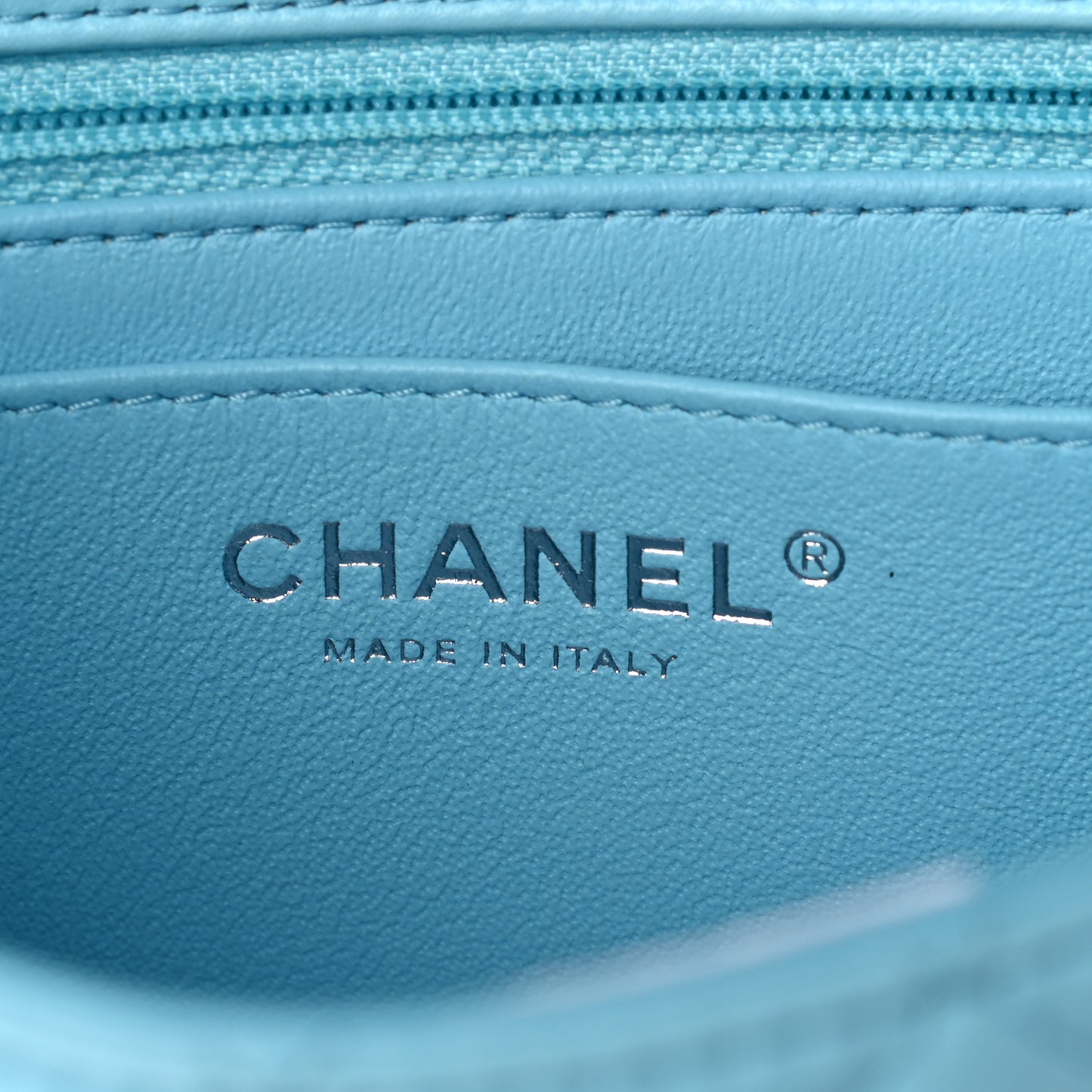 Lambskin Quilted Mini Rectangular Flap Neon Blue