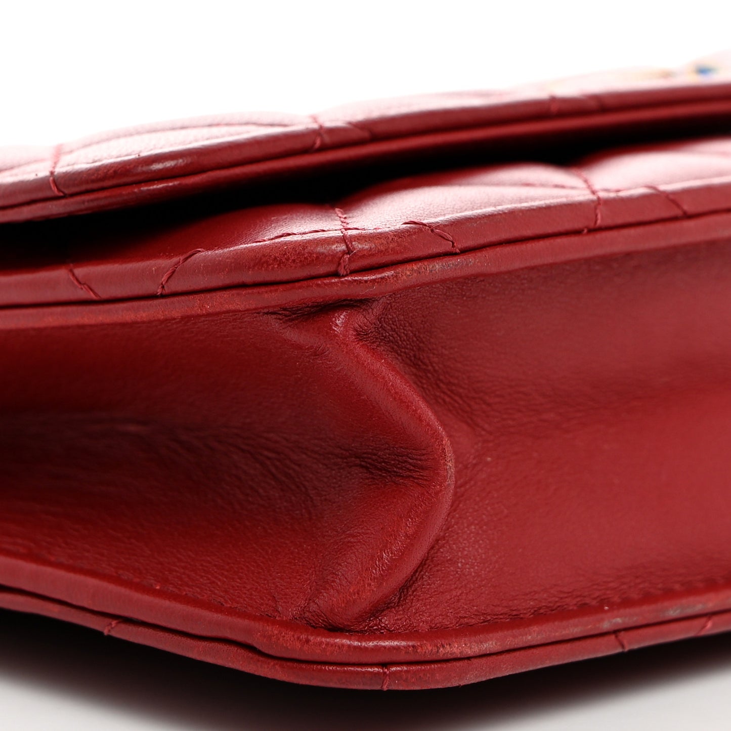 Lambskin Gripoix Quilted Wallet On Chain WOC Red