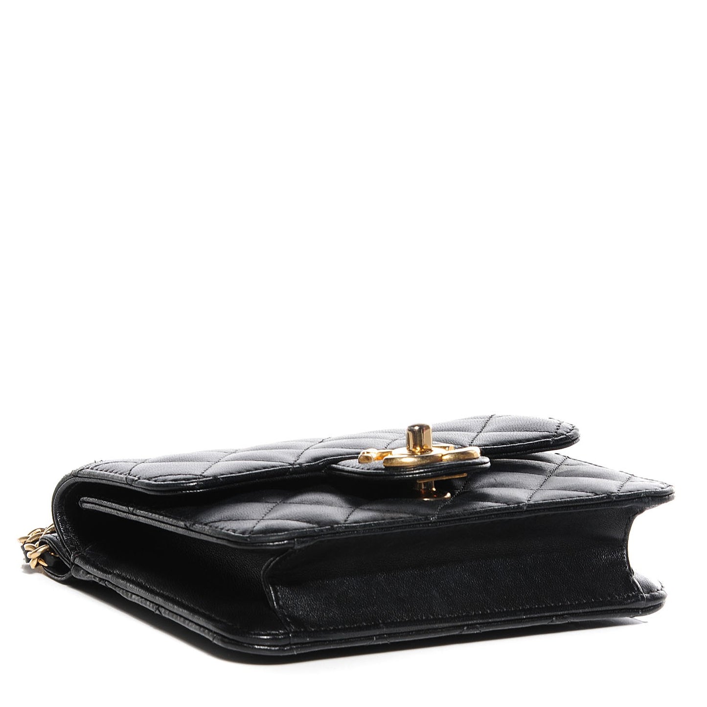 Lambskin Quilted Crossing Times Mini Flap Black