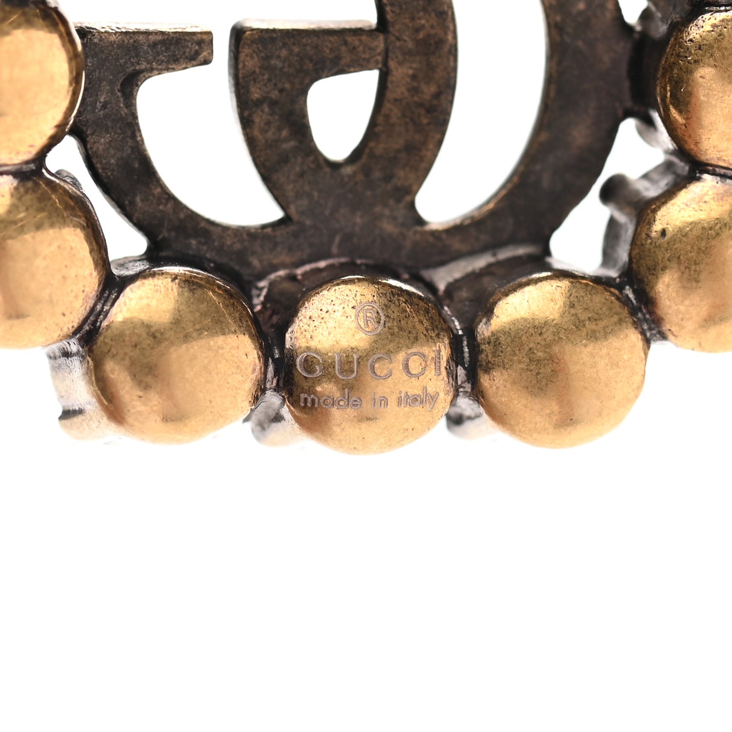 Crystal Embellished Double G Necklace Aged Gold Green