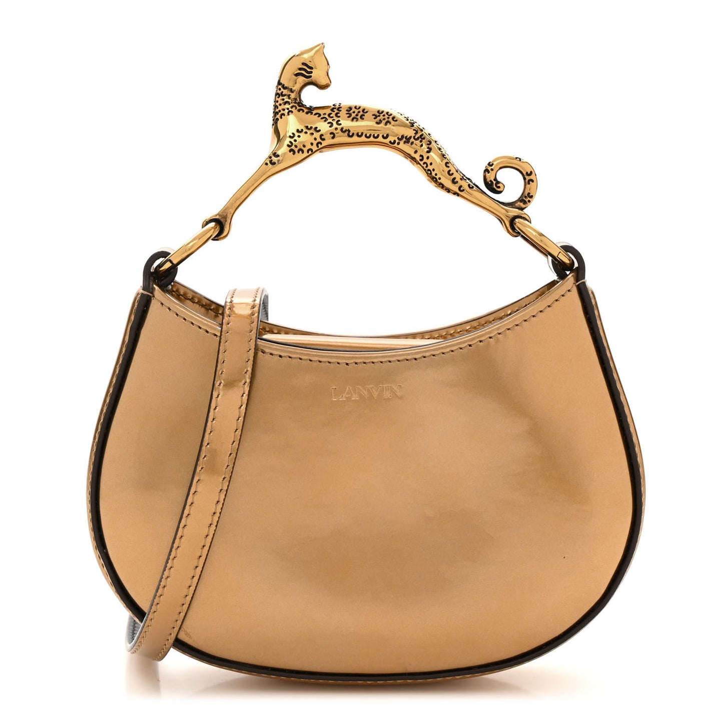 Metallic Calfskin Nano Cat Hobo Gold