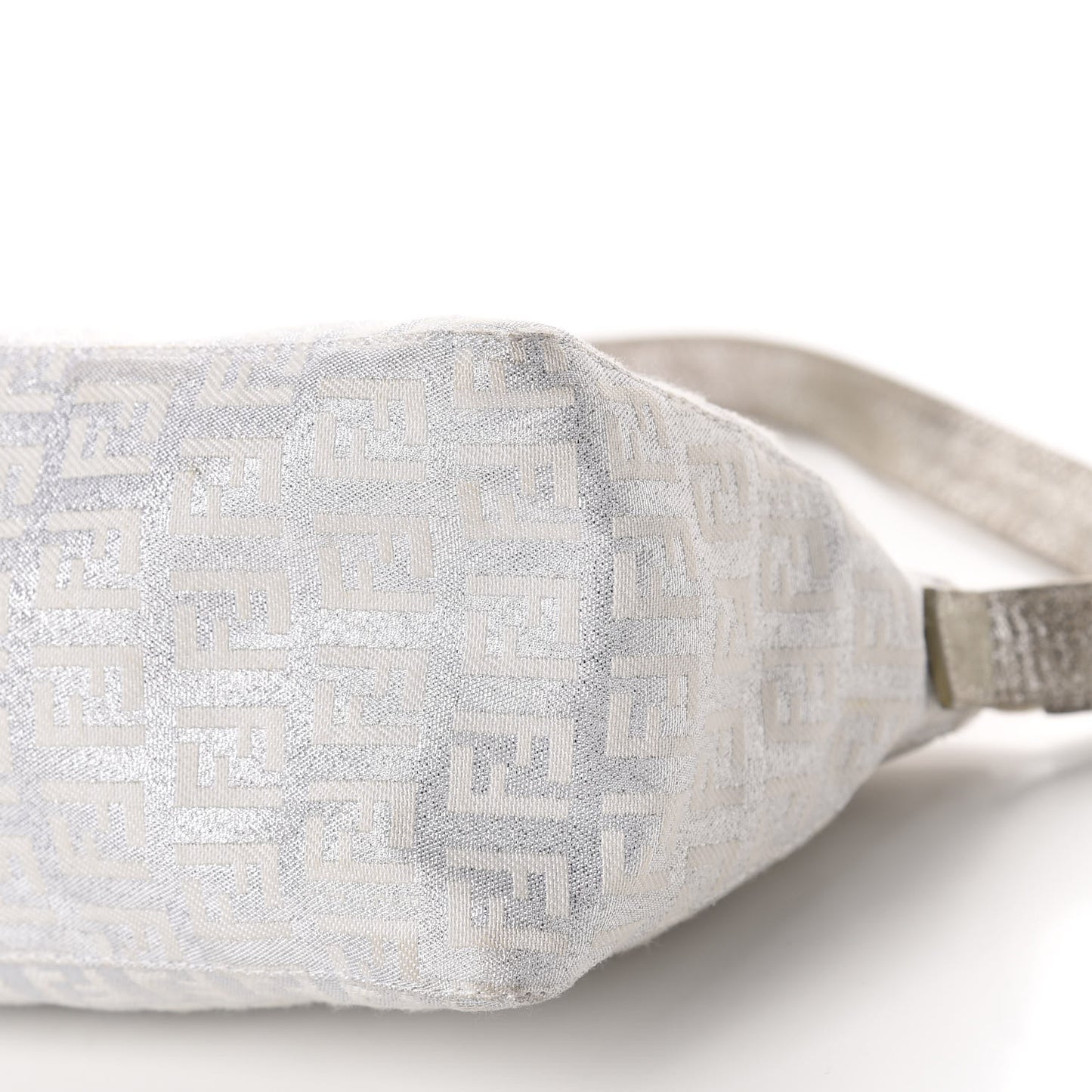 Metallic Lurex Zucchino Suede Small Shoulder Bag White Argento