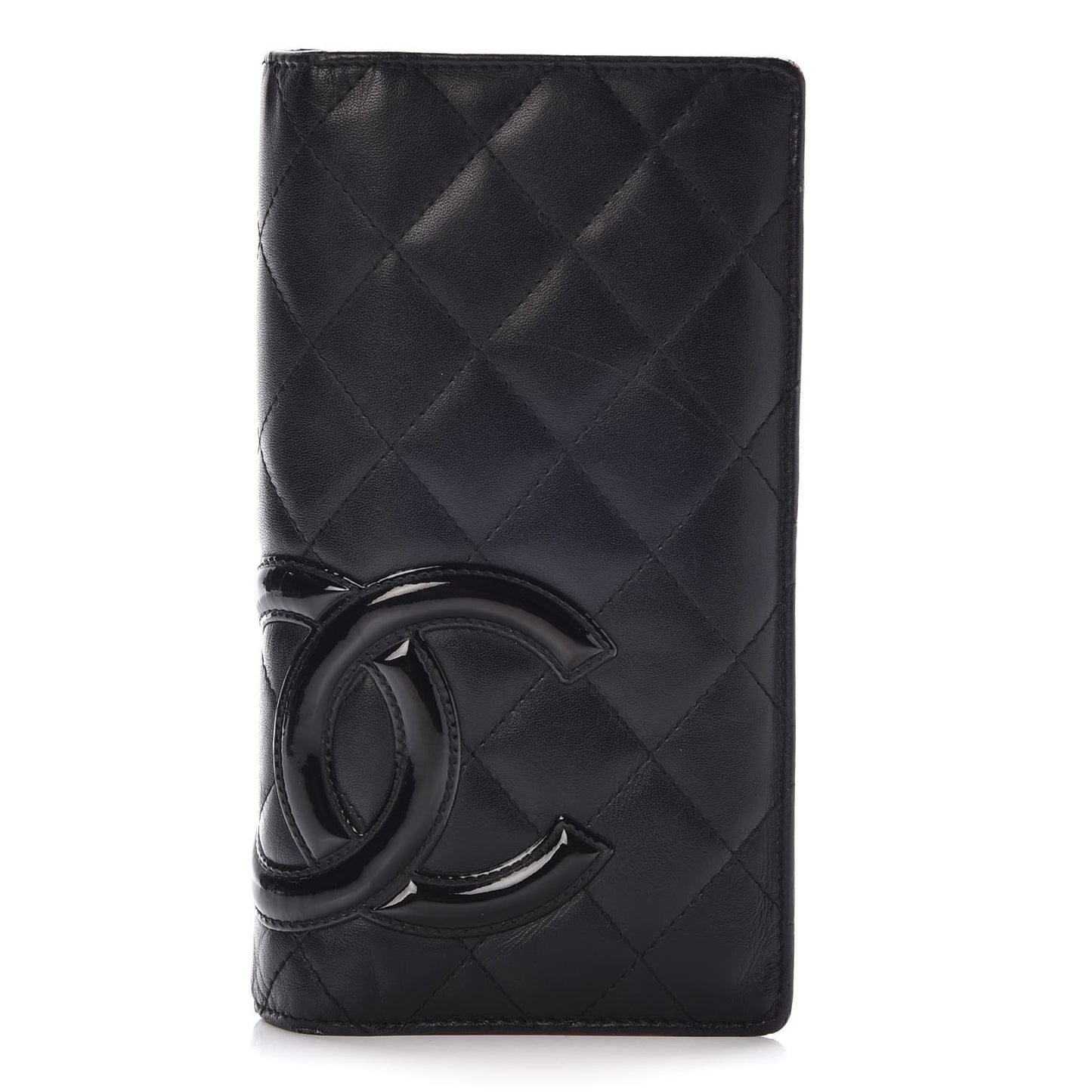 Calfskin Quilted Cambon Yen Wallet Black