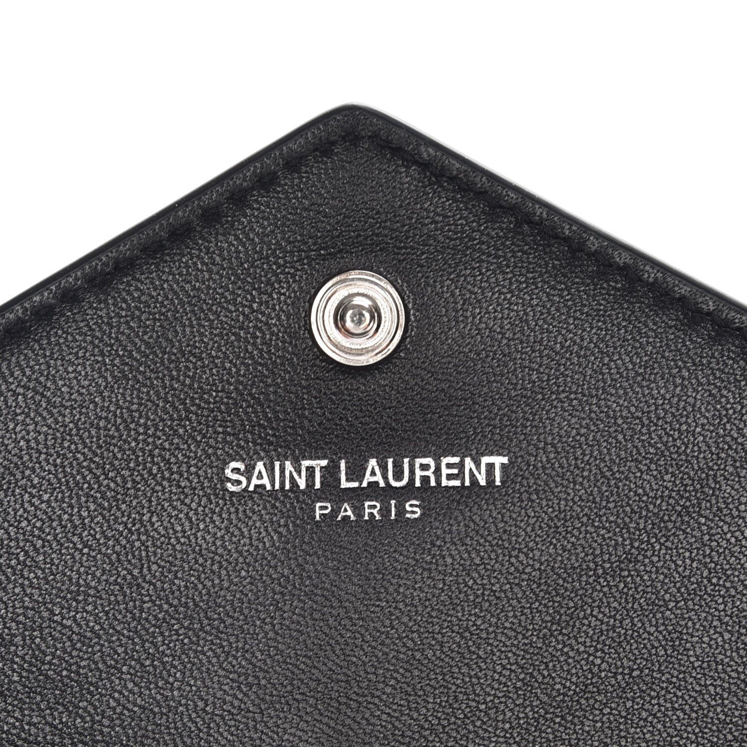 Saint Laurent Calfskin Crocodile Embossed Small Monogram Envelope Wallet Black 6 of 8