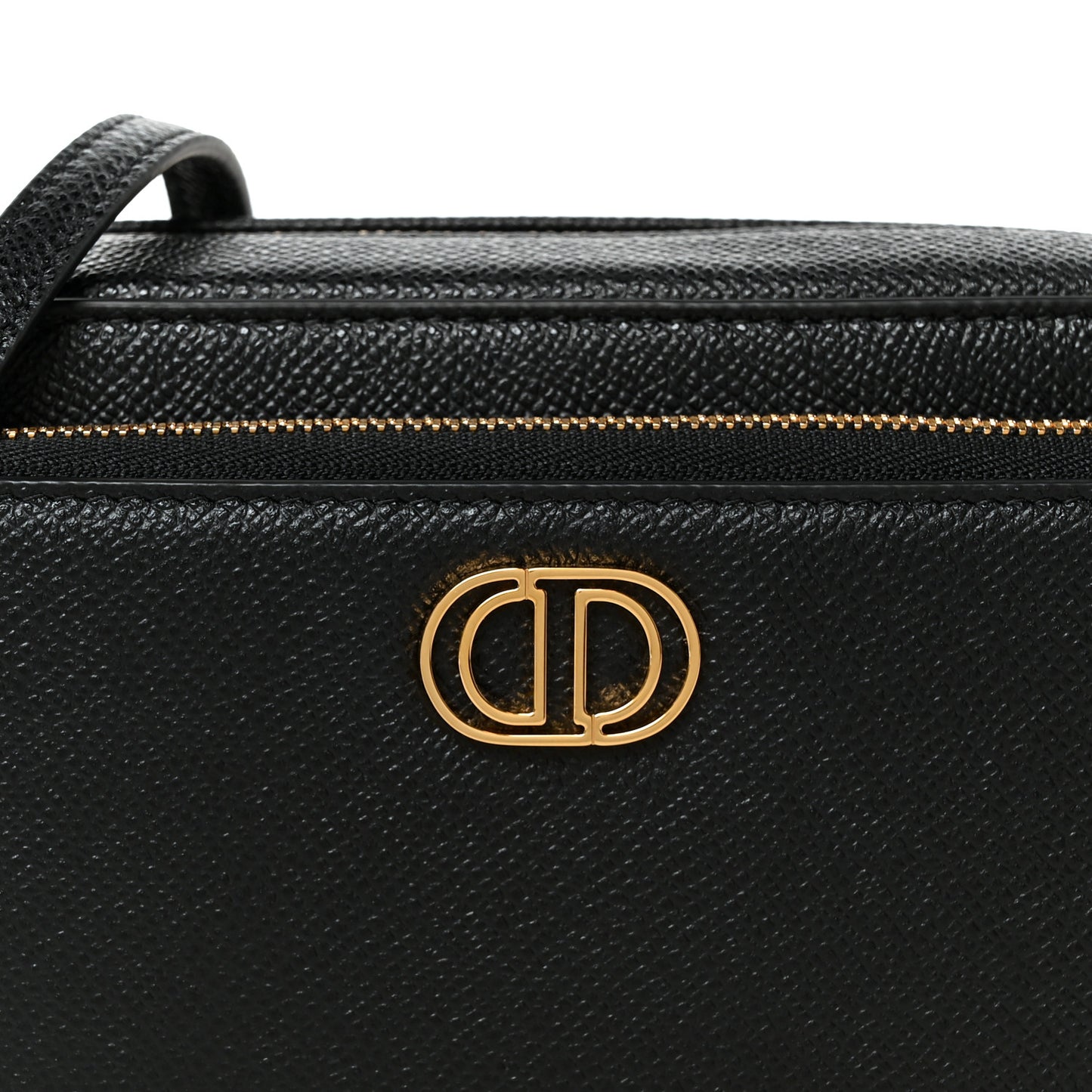 Grained Calfskin Caro Double Pouch Black